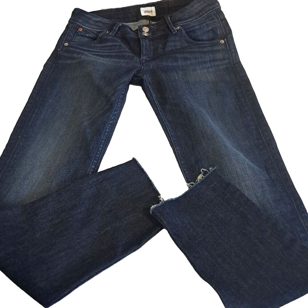 Hudson Women’s Jeans Collin Skinny Low Rise Raw Hem Flap Pockets 27